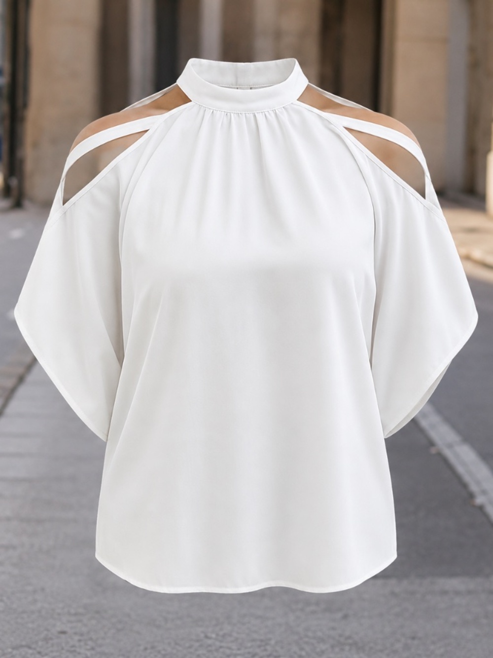 Plus Halter, open shoulder bat sleeves loose top